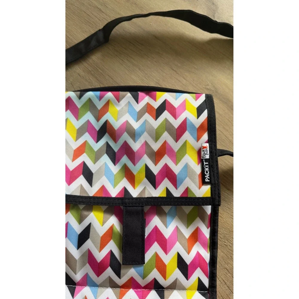 PackIt Freezable Lunch Bag French Bull Ziggy Chevron Multicolor Cooler Bag